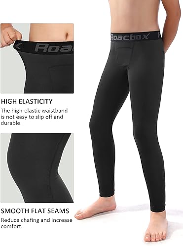 Vista 3 de Roadbox Pantalones de compresión para niños, leggings de elastano de secado rápido para correr, fútbol, baloncesto