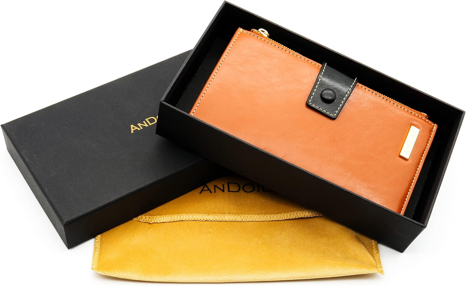 ANDOILT Wallet Women RFID Blocking Genuine Leather Bifold Multi Card Organizer Wristlet Purse Cell Phone Handbag - Image 7