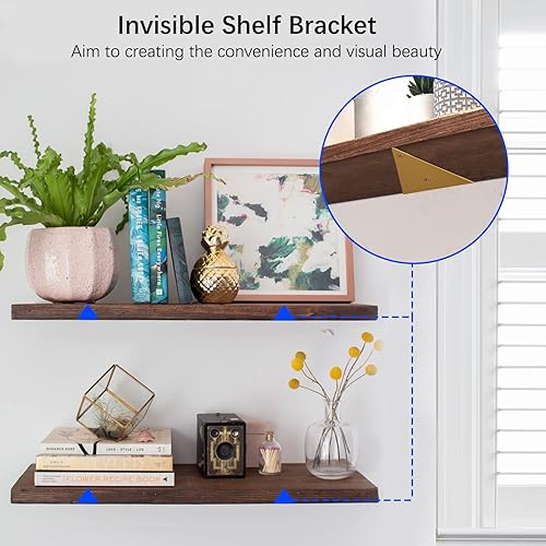 Miniatura 3 de 4 Pack Shelf Brackets, Triangle Shelf Bracket- 6 Inch for DIY Shelves, Upgraded 100 LBS Heavy Duty Floating Shelf Brackets Hardware, Hidden Shelves