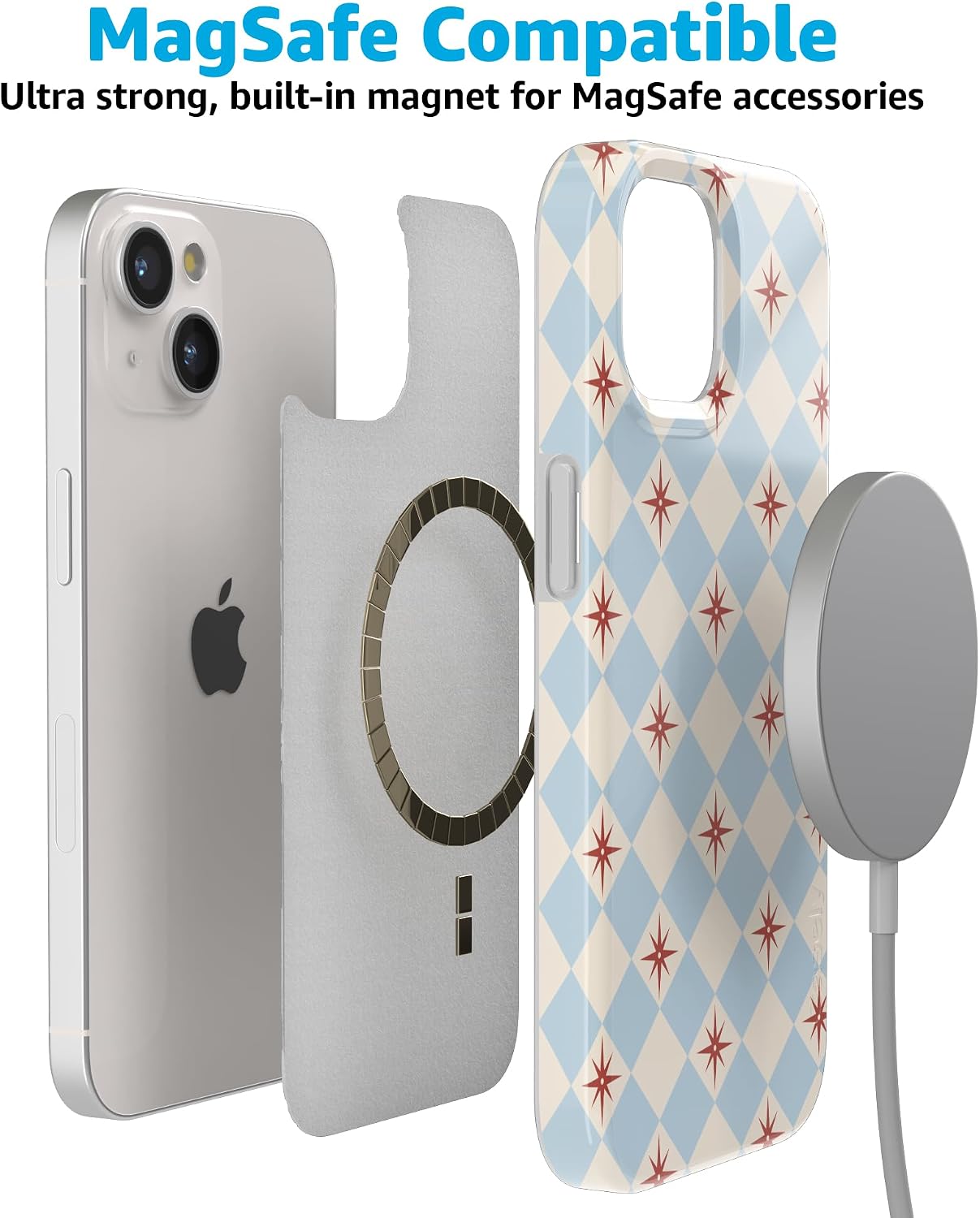 Casely iPhone 15 Plus Case | Chelsea Checker | Starlight Tiles | Compatible with MagSafe | Classic Ultra Slim Design