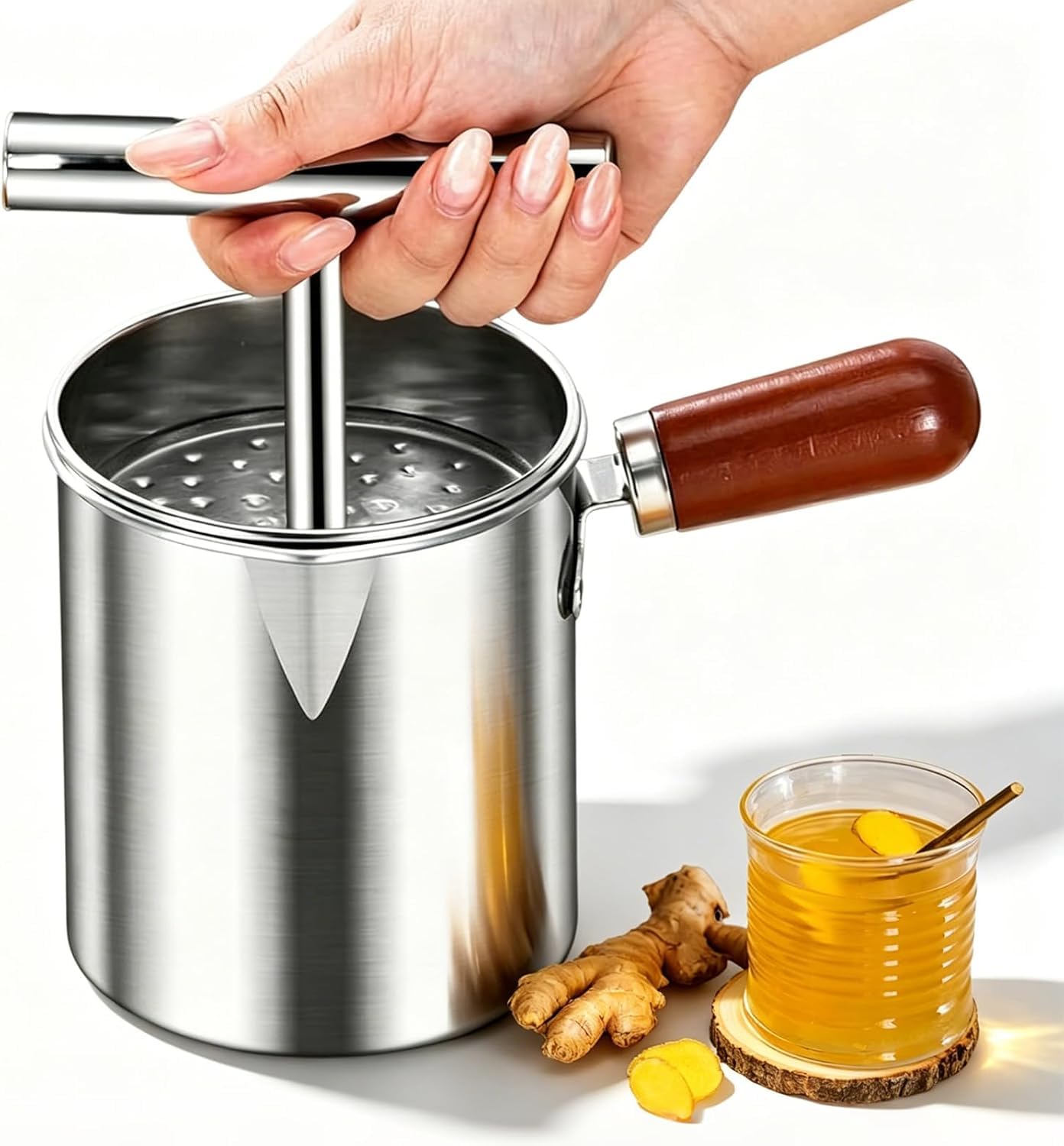 Spremiagrumi Manuale In Acciaio Inox, Spremi Zenzero A Mano, Estrattore Di Succo Compatto Con Filtro Fine E Leva Per Limoni, Arance, Zenzero E Anguria. 1 Set