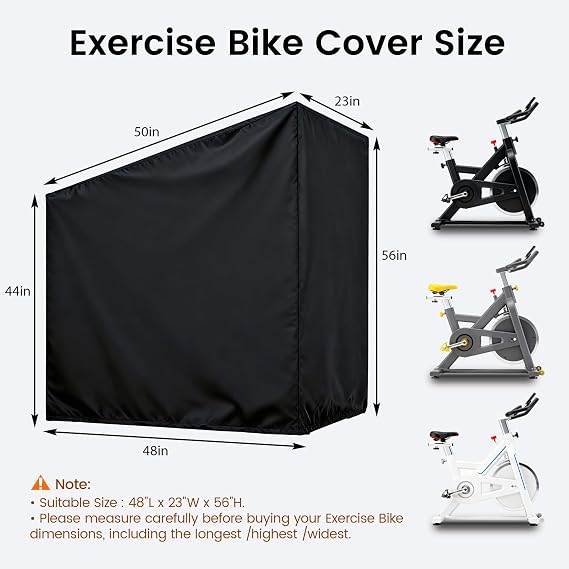 Exercise Bike Cover, Upright Indoor Cycling Protective Cover, Oxford Waterproof Fabric, Windproof, Dustproof, UV Resistant-for PelotonSchwinnNordicTrack,Ideal for Indoor and Outdoor Use (Black)