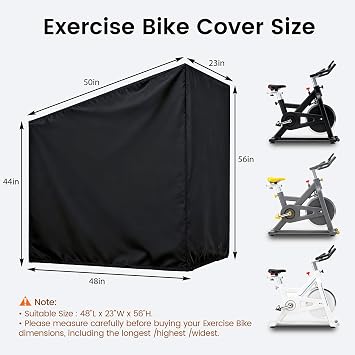 Exercise Bike Cover, Upright Indoor Cycling Protective Cover, Oxford Waterproof Fabric, Windproof, Dustproof, UV Resistant-for PelotonSchwinnNordicTrack,Ideal for Indoor and Outdoor Use (Black)