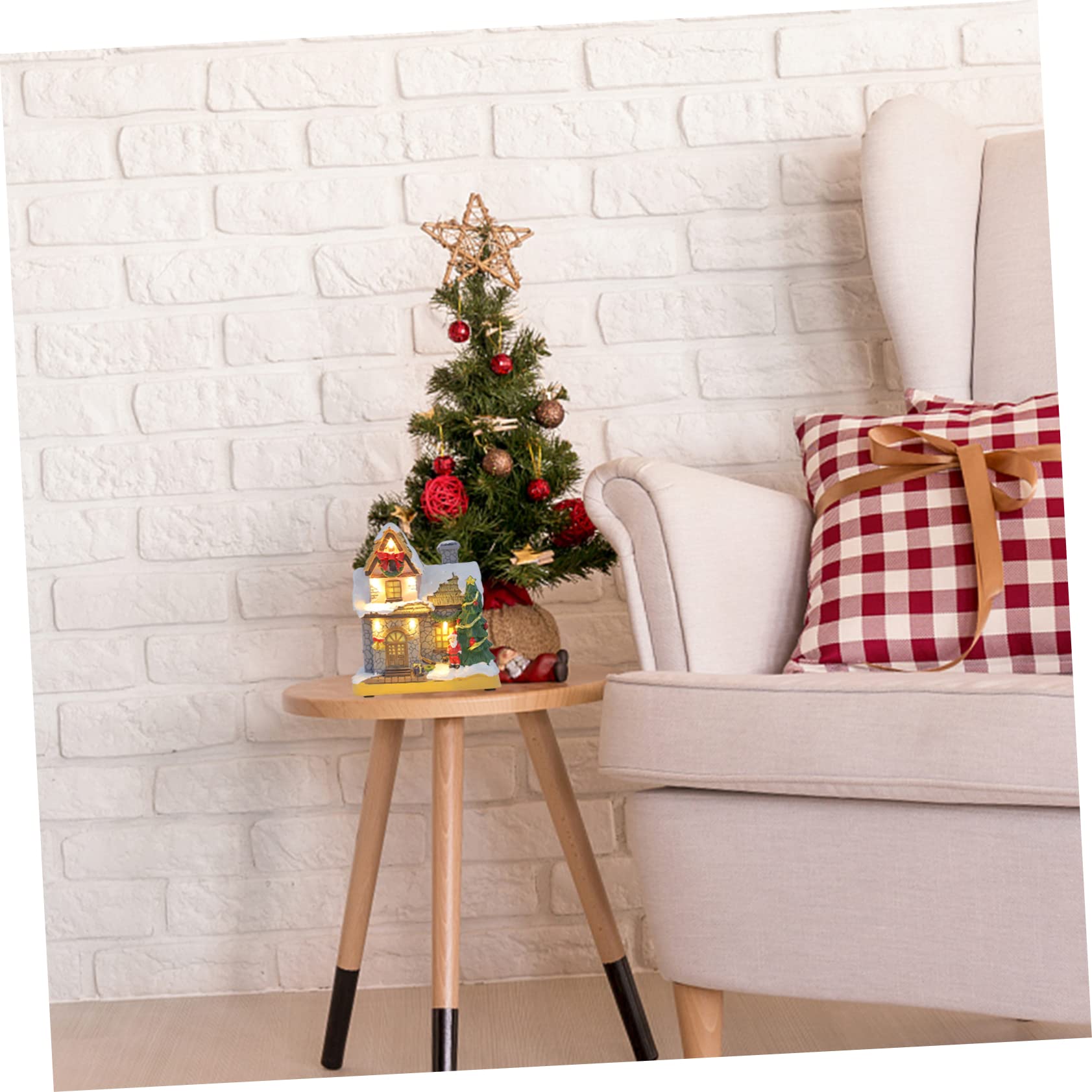 PRETYZOOM Adorno Navideño de Resina Casa Luminosa, Adorno Delicado para Oficina y Dormitorio Que CREA Ambiente Festivo de Navidad