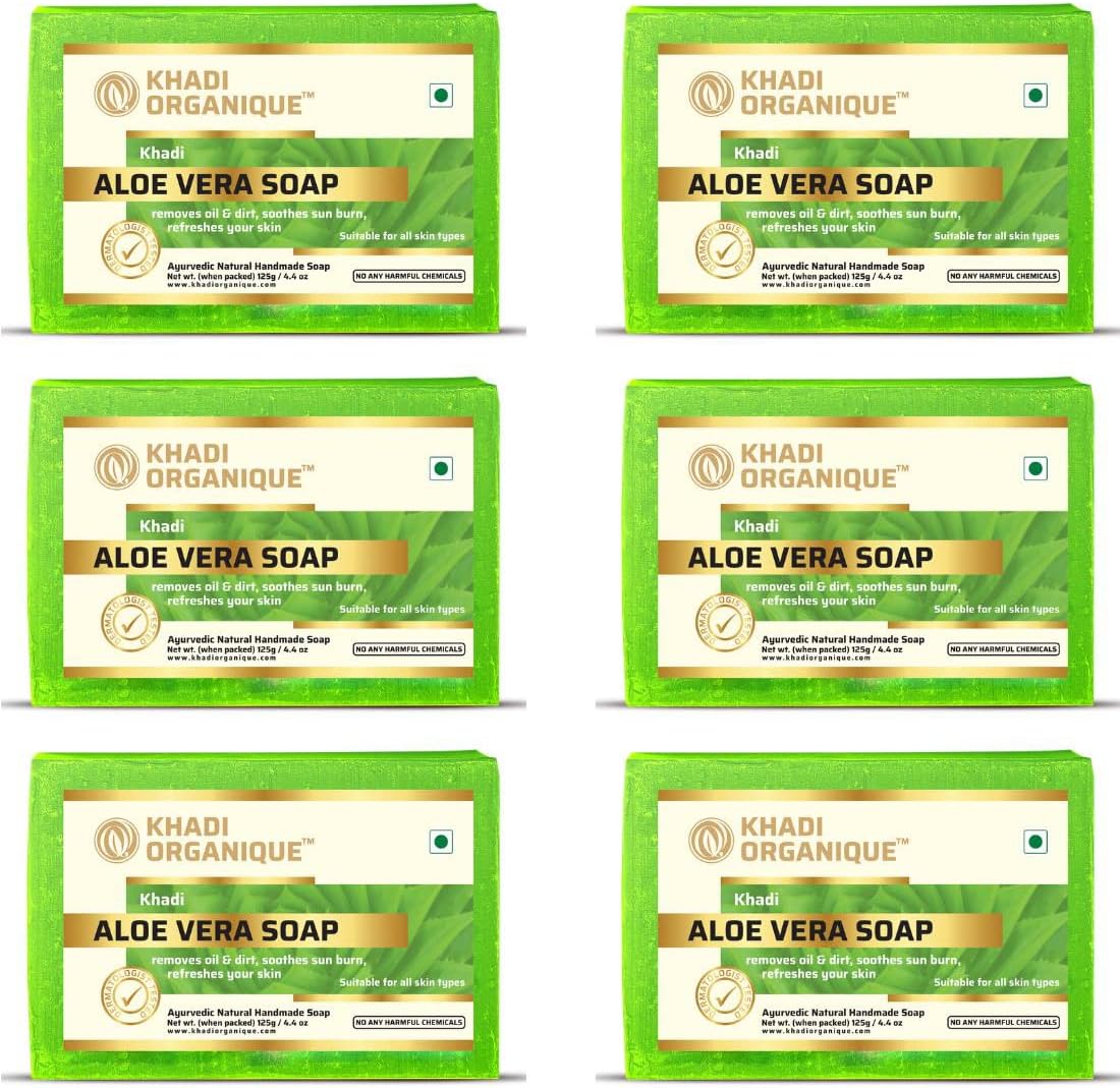 Khadi Organique Natural Herbal Aloevera Soap Pack of 6
