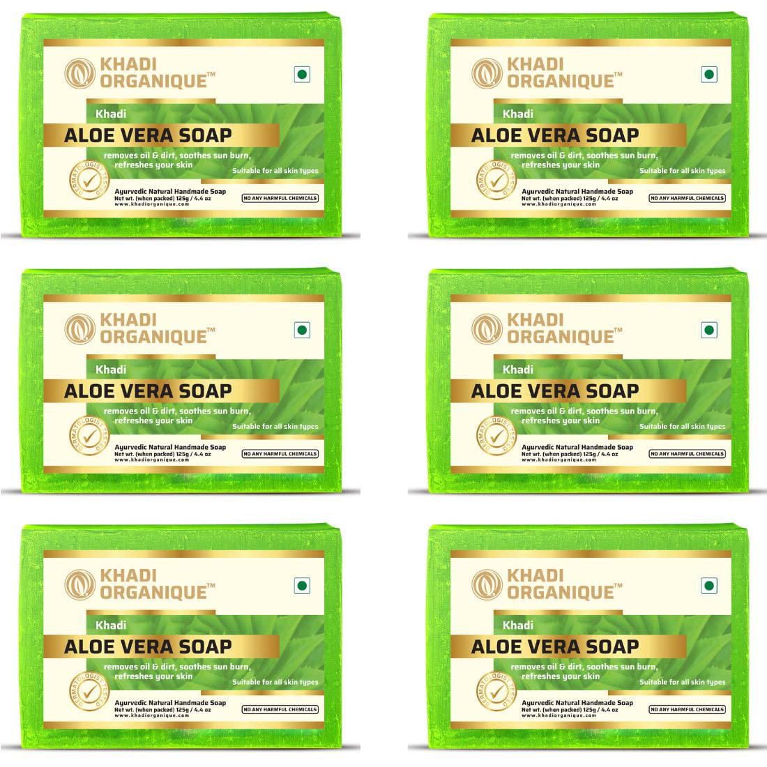 Khadi Organique Natural Herbal Aloevera Soap Pack of 6