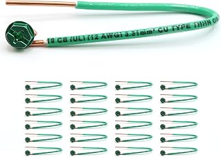 Pack of 25: 12 AWG Solid Copper Ground Pigtails with Captive Green Screws - 6.5" Pre-Stripped, UL-Compliant for NEC Metal Box Grounding
