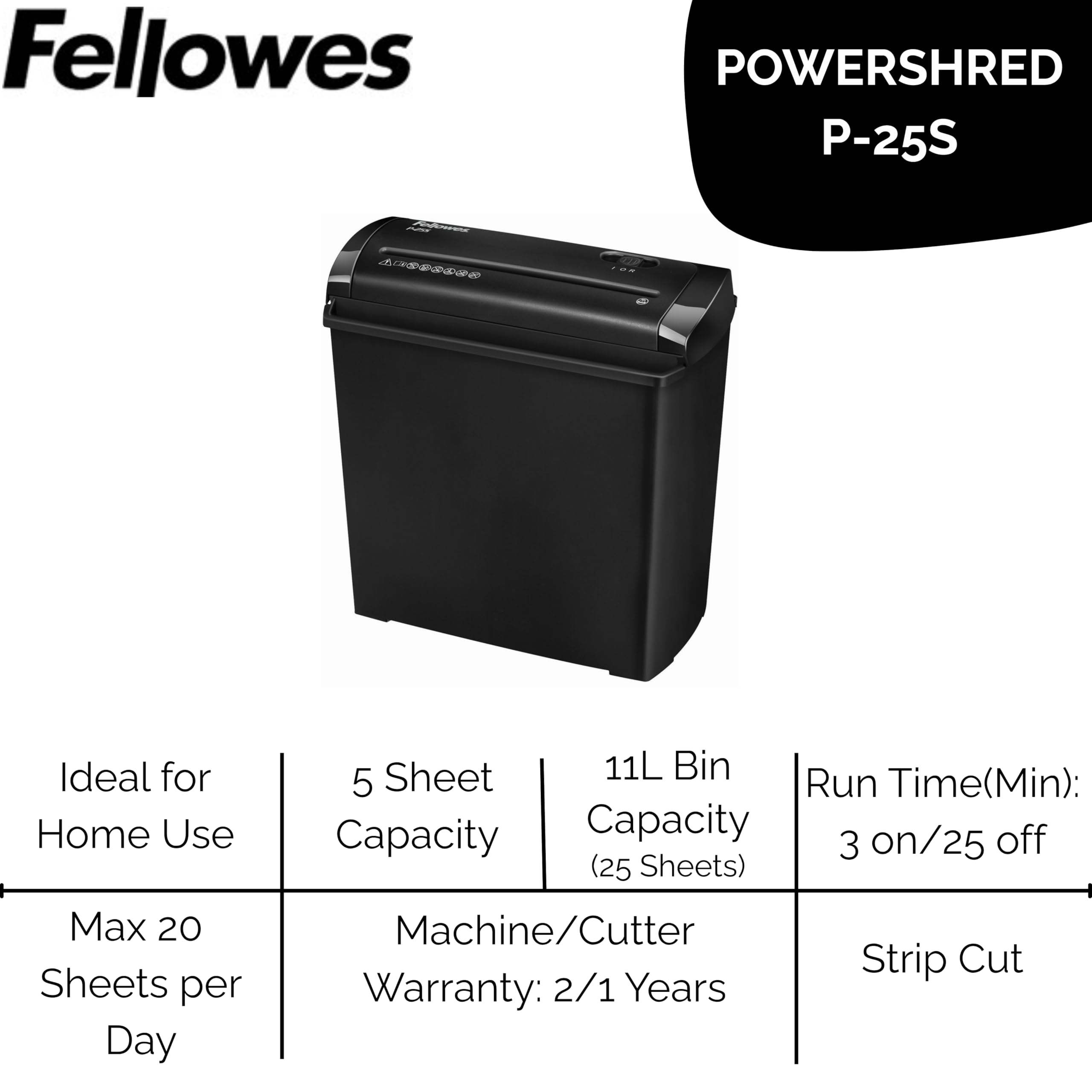 Fellowes Powershred P-30C niszczarka do cięcia cząstek 22 cm Czarny