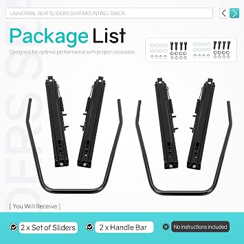 ECOTRIC Universal Seat Sliders Seat Mounting Track, Dual Locking Rails Brackets Kit Compatible with NRG Sparco Racing Seats and Most Aftermarket Seats- 2 x Set of Sliders Heavy Duty Steel