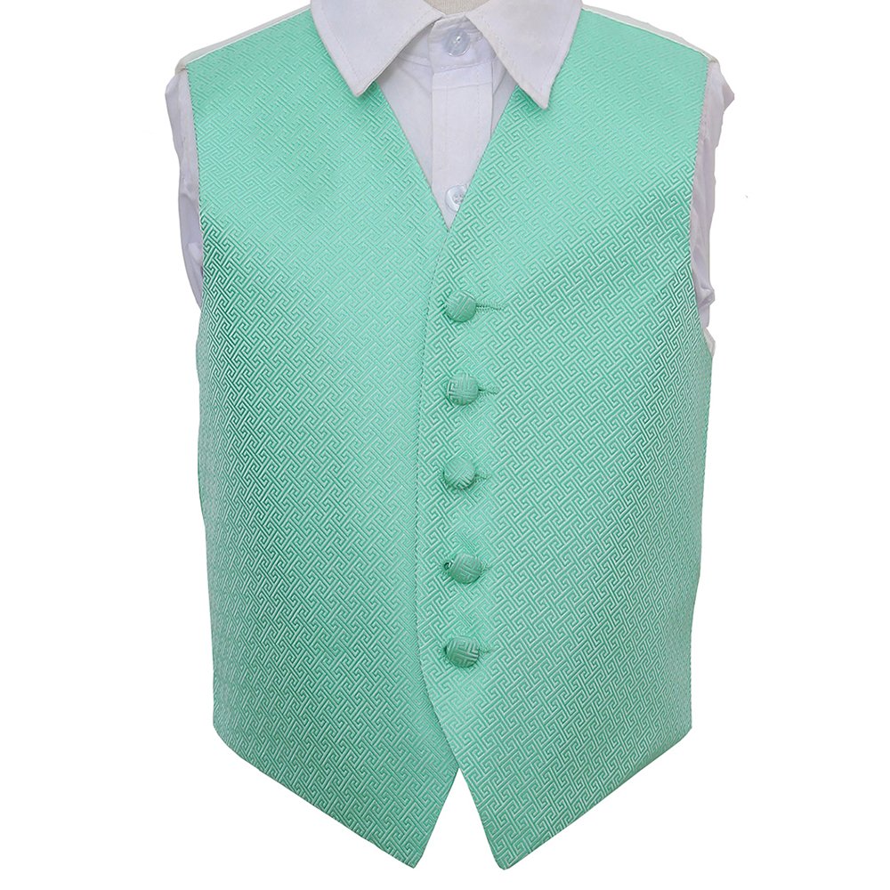 Dqt Boys Mint Green Greek Key Waistcoat - Wedding Party & Formal - 11-12 Years 32"