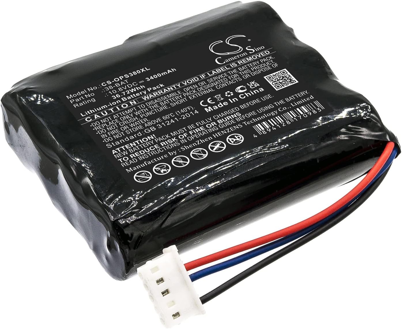 Cameron Sino Battery for Olympus 38DL Plus Ultrasonic Thickness PN:Olympus 38-BAT 3400mAh / 36.72Wh