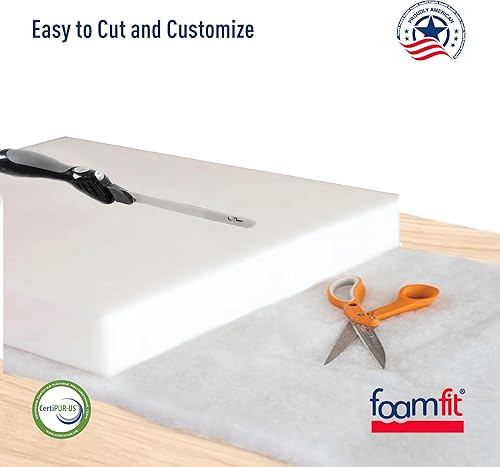 Miniatura 4 de FoamFit Espuma de tapicería de 3 pulgadas de grosor, 14 pulgadas de ancho, 14 pulgadas de largo, alta densidad, 1.8 libras, 46 ILD firme reemplazo