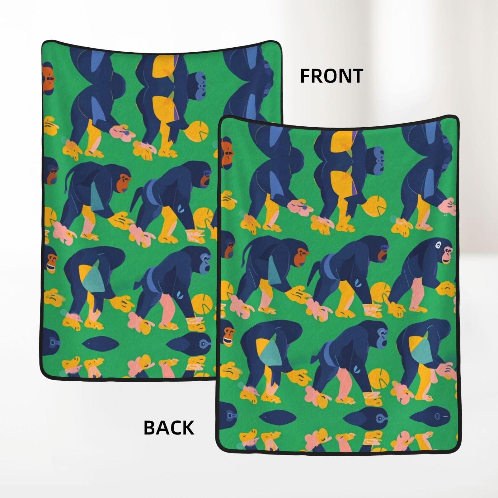Coperta in flanella a doppio strato stampata con scimpanzé carismatico, 152,4 x 203,2 cm, coperta ponderata per adulti