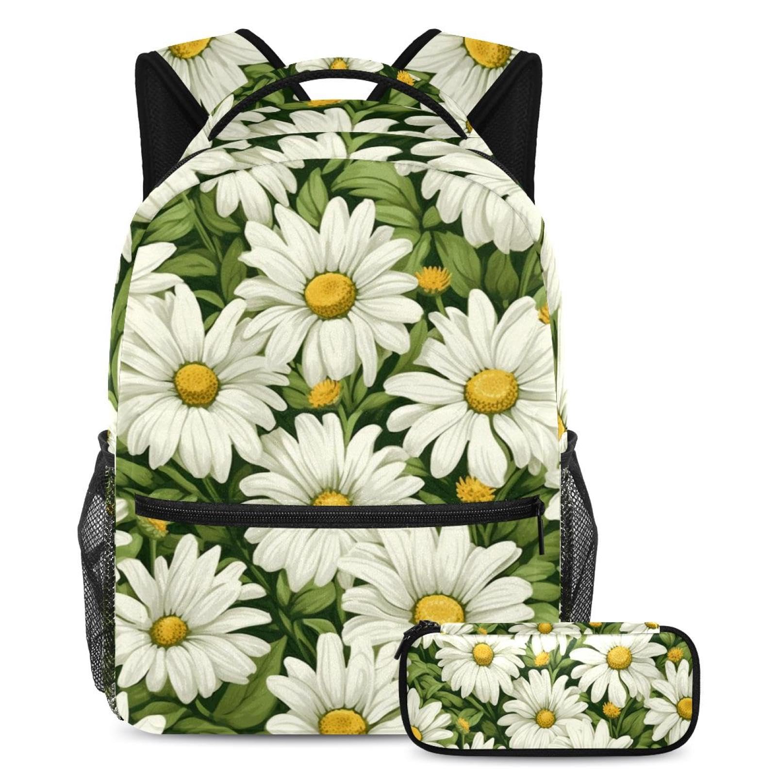 Cartable grande capacité marguerite blanche fraîche ensemble scolaire de qualité