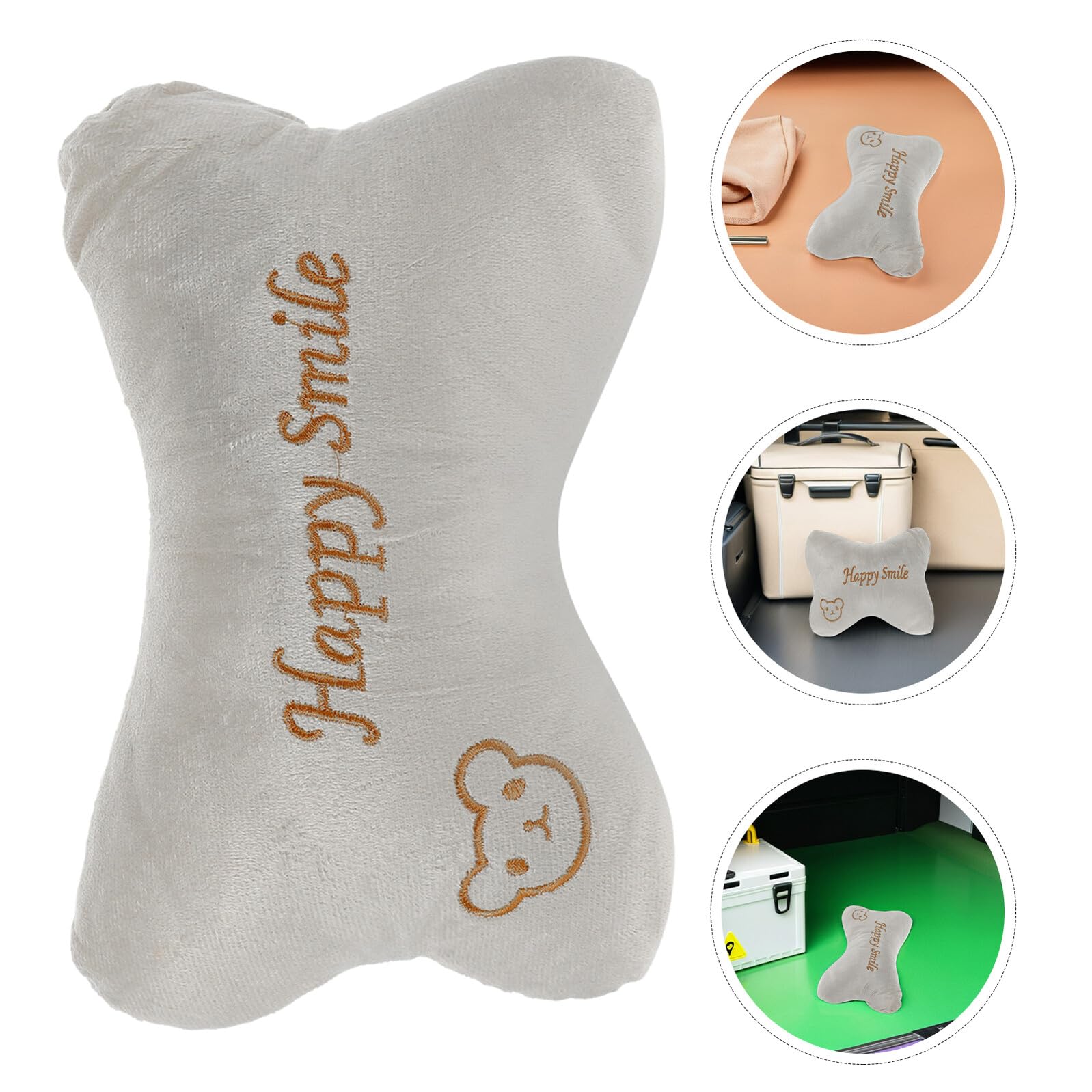 Garneck Lot de 4 Coussins Appui-Tête Voiture en Peluche Grise Oreillers Ergonomiques pour Soutien Cervical Housses Amovibles Compatibles Sièges Auto Adultes Confort Nuque pour
