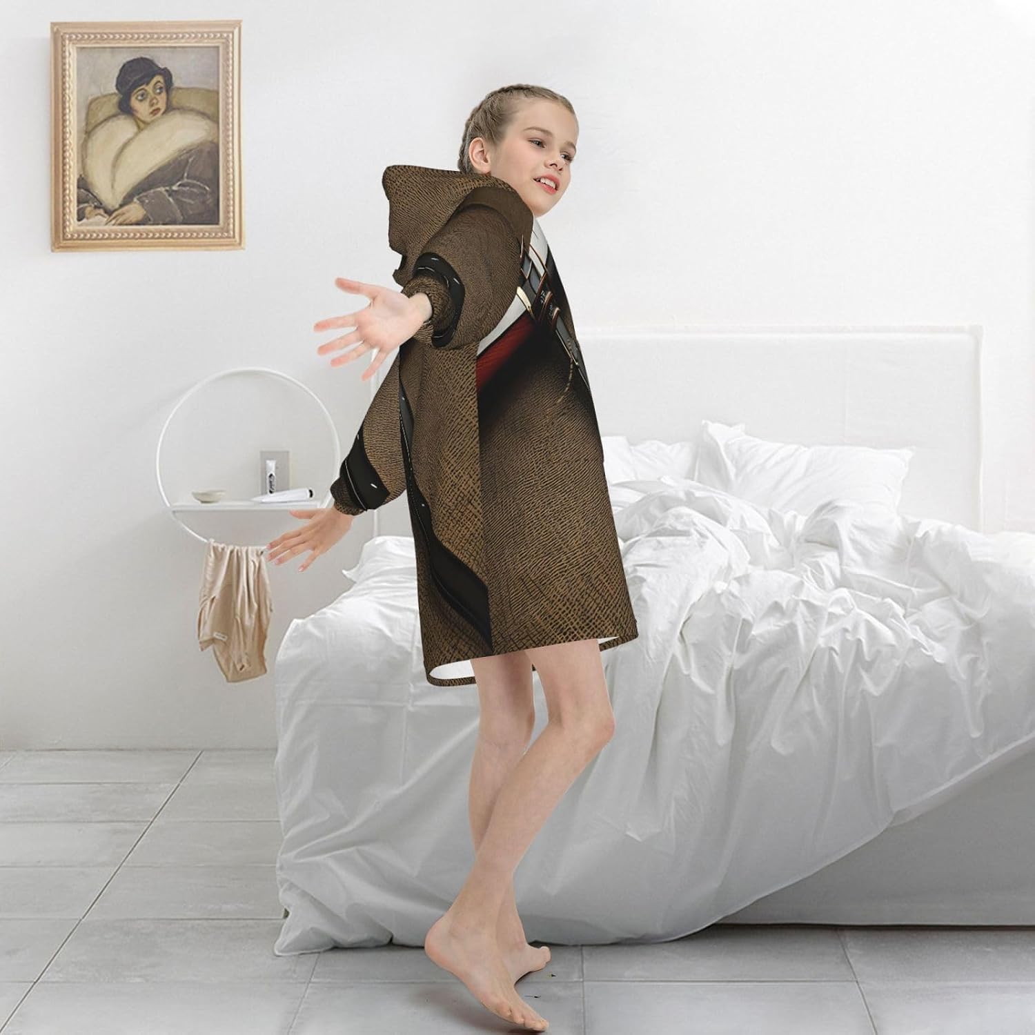 Japanese Samurai Sword Print Oversized Blanket Hoodie, Wearable Blanket Hooded,Hooded Pullover With Pocket