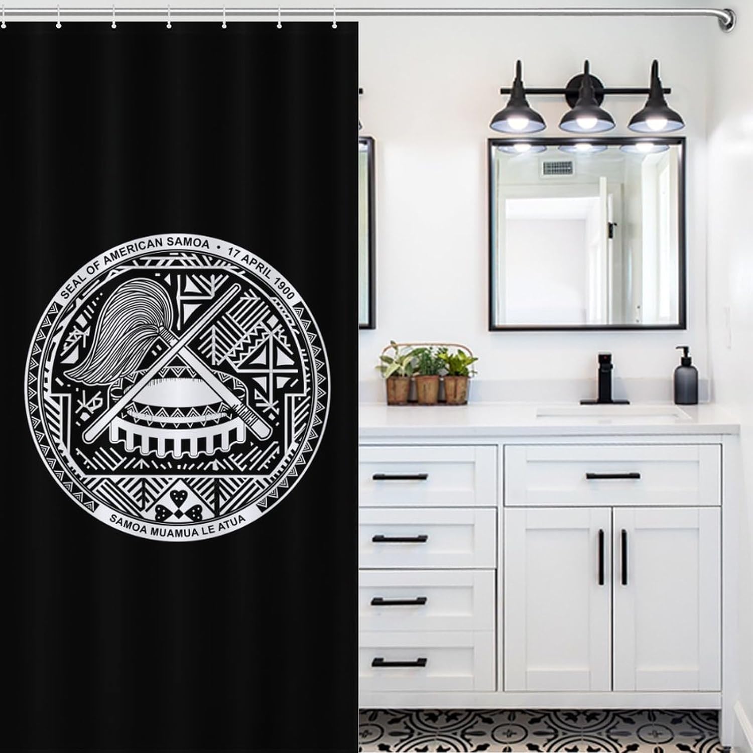Seal of U.S. Samoa Funny Shower Curtains Washable Bath Curtain Liner with Hooks for Bathroom Bath Tubs 36x72Inch（92x183cm）