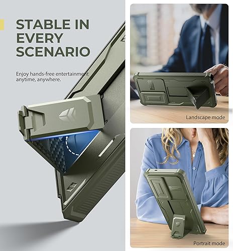 Vista 208 de Dexnor Funda para Samsung Galaxy S24 Plus con cubierta deslizante integrada para cámara, protector de pantalla y soporte, a prueba de golpes, funda