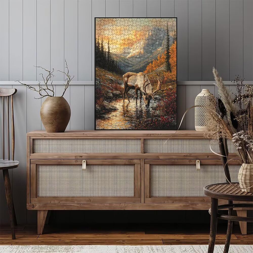 DX0YL0-594 puzzle ze stawem jelenia, 5000 elementów, trudne puzzle, klasyczne gry edukacyjne, zabawne zajęcia rodzinne, do dekoracji ścian domu, prezent