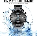 GOLDEN HOUR Montres Homme avec Acier inoxydable Noir et Métal Casual Imperméable Chronographe Montre Quartz, Date Auto en Colorful Hands