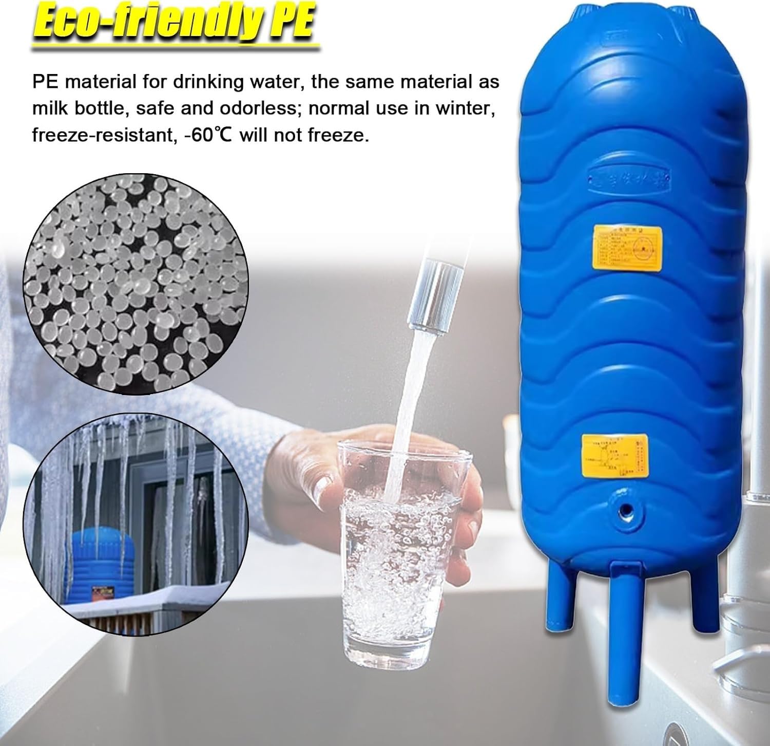 Kanister Wassertank 60L 100L 120L 150L 200L Wasserdrucktanks für die Bewässerung von Küche, Toilette, Garage und Garten(52.8Gal/200L(51.2x17.7in/130x45cm))