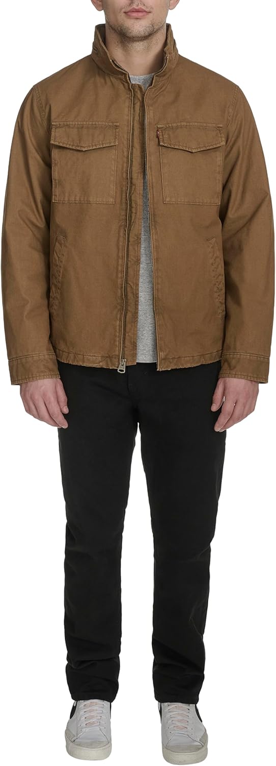 Levi's Men's Stand Collar Cotton Military Jacket With Hidden Hood - Image 2