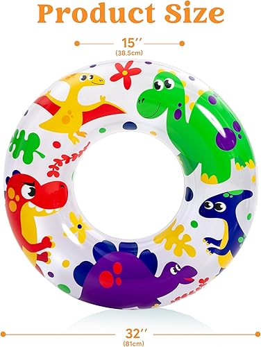 Miniatura 5 de JOYIN Paquete de 3 flotadores de piscina, tubo de piscina para niños anillos de natación tubos inflables, tubos de animales marinos de unicornio