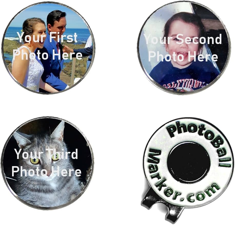 - Golf Ball Markers - Custom Set of Three Photo Ball Markers and Golf Hat Clip.