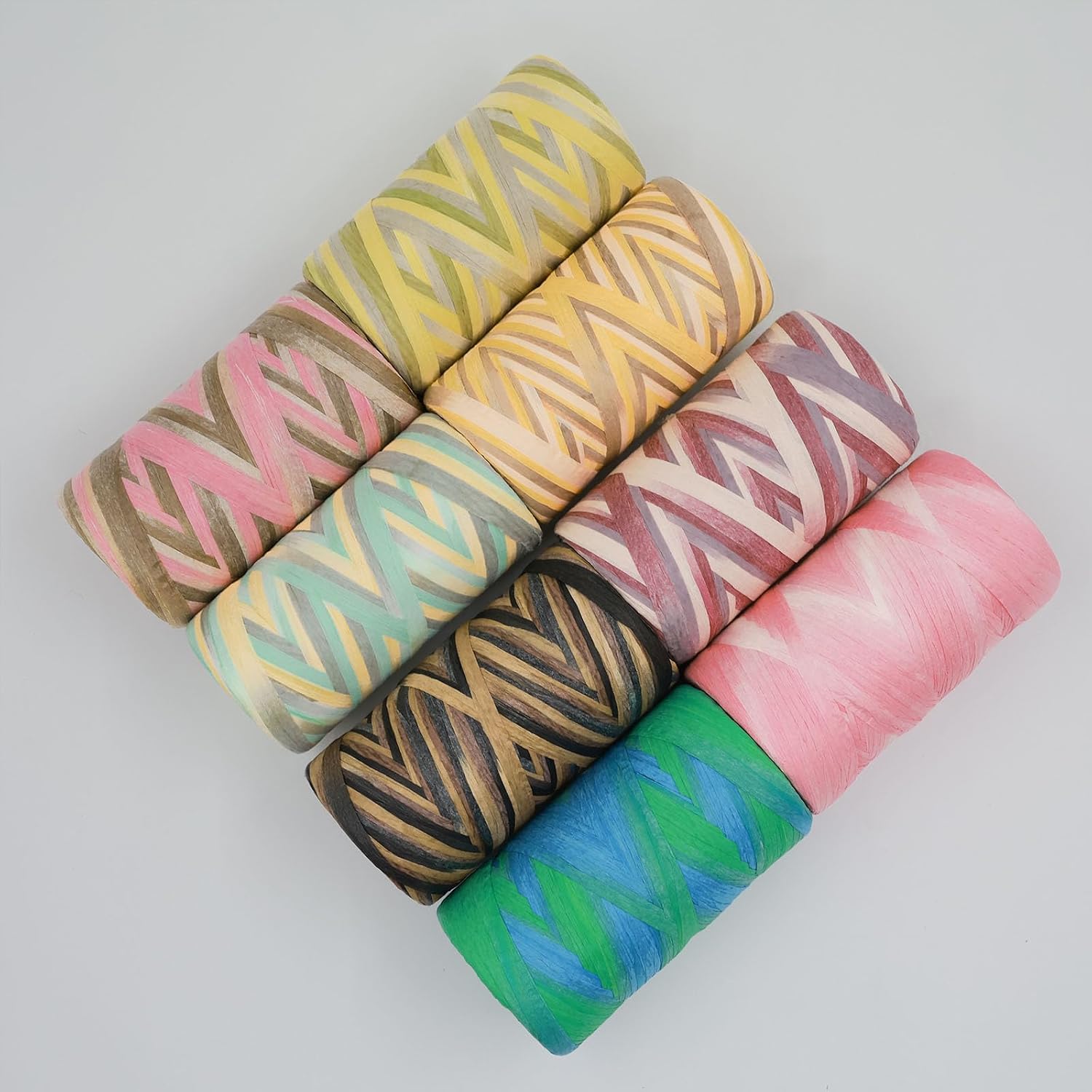 Colored 393 Feet Raffia Paper Ribbon, Colorful Packing Paper String Section Dyeing Raffia Ribbon for Gift Wrapping and DIY Decoration (Brown)