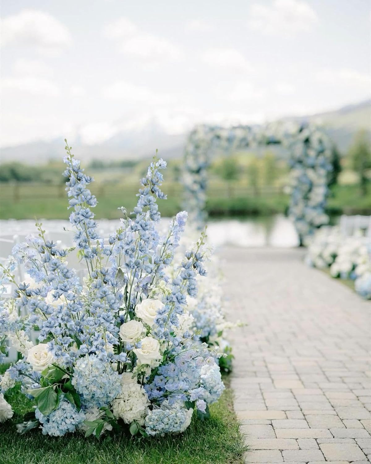 8PCS Dusty Blue Delphinium Artificial Flowers 33.5'' Faux Delphinium Stems Larkspur Silk Flowers for Wedding Table Centerpieces Home Garden Decor(Dusty Blue) - Image 7