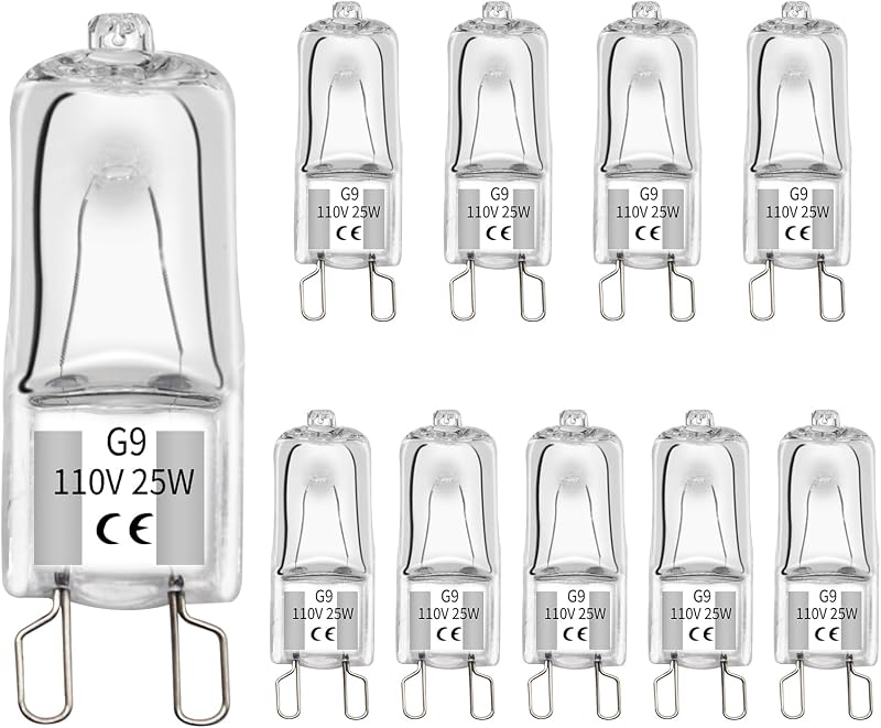 Lâmpada Halógena de Aquecimento UVA para Terrário G9 25 W 120 V Abustle pig, Luz Branca Quente, Pacote com 10