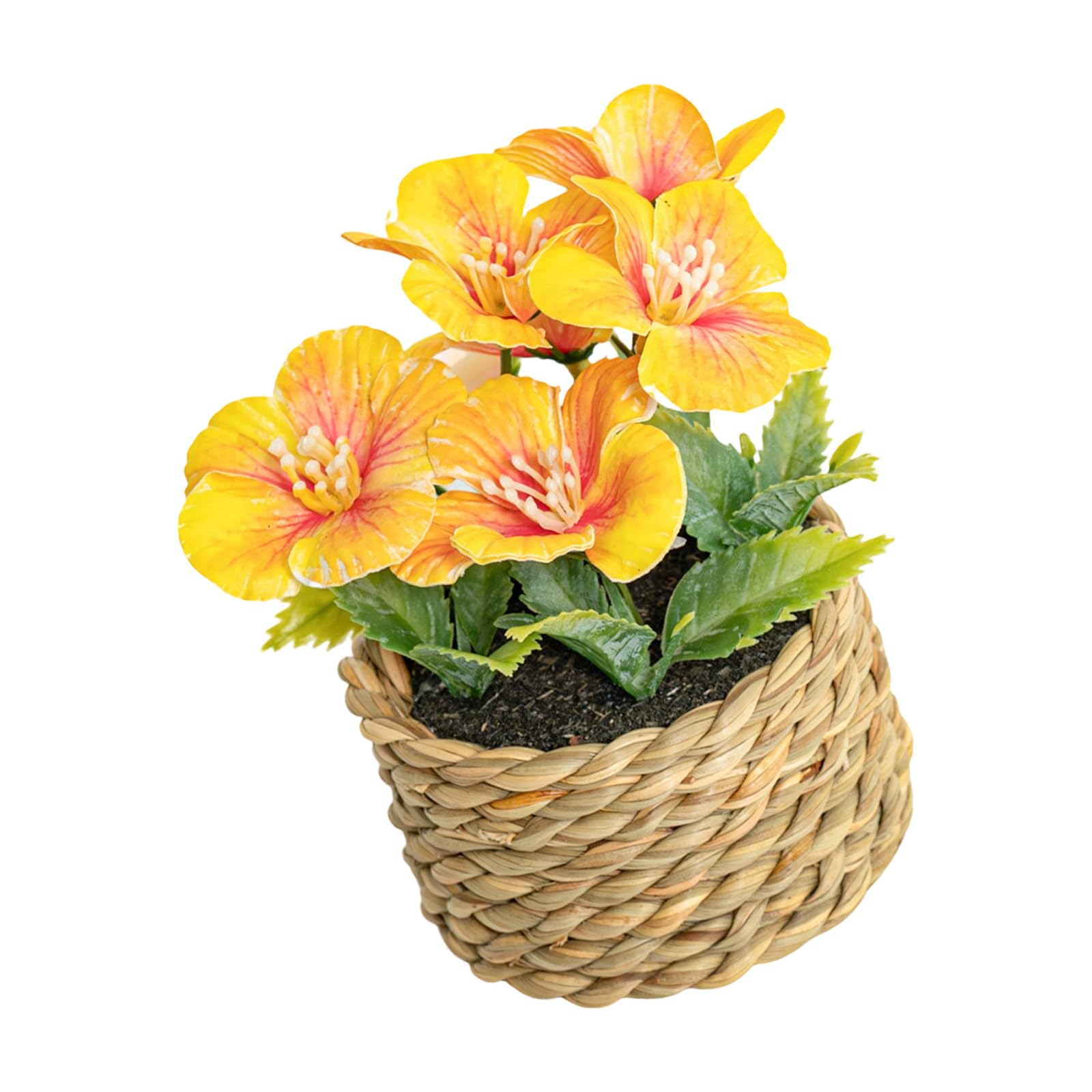 HZBB Simulation Flower Potted Plant with Soft Petal and Leaves for Dining Room Bookshelf Windowsill Tabletop Centerpieces Blanketed Silkflowers
