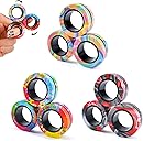 Cevioce Easter Basket Stuffers for Teens Boys Adults 9Pcs Magnetic Rings Fidget Toys Set, ADHD Anxiety Magnetic Fidget Toys Adults Fidget Spinner Rings for Relief, Easter Gifts for Kids 8+ Year Old