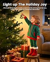 Vista 4 de Tira de luces transparentes de Navidad, 100 unidades, 25 pies, mini luces LED para interiores, tira de árbol de Navidad, cumpleaños, boda, fiesta