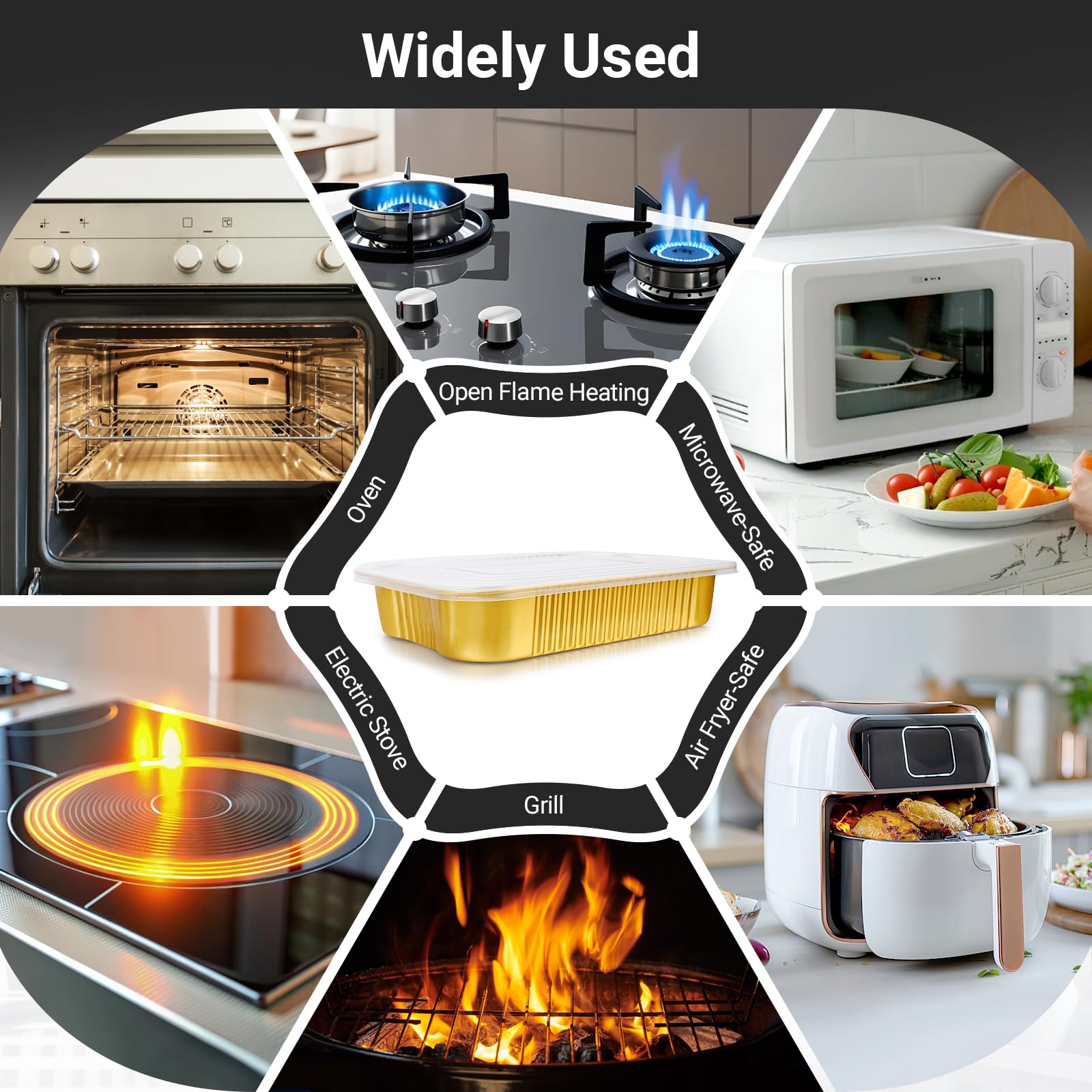 EUSOAR Moldes de aluminio con tapas, paquete de 12 unidades, de 127 onzas, desechables, pequeños, de aluminio, para tartas, pan, pasteles, fiestas, preparación, congelador, bandejas de goteo para