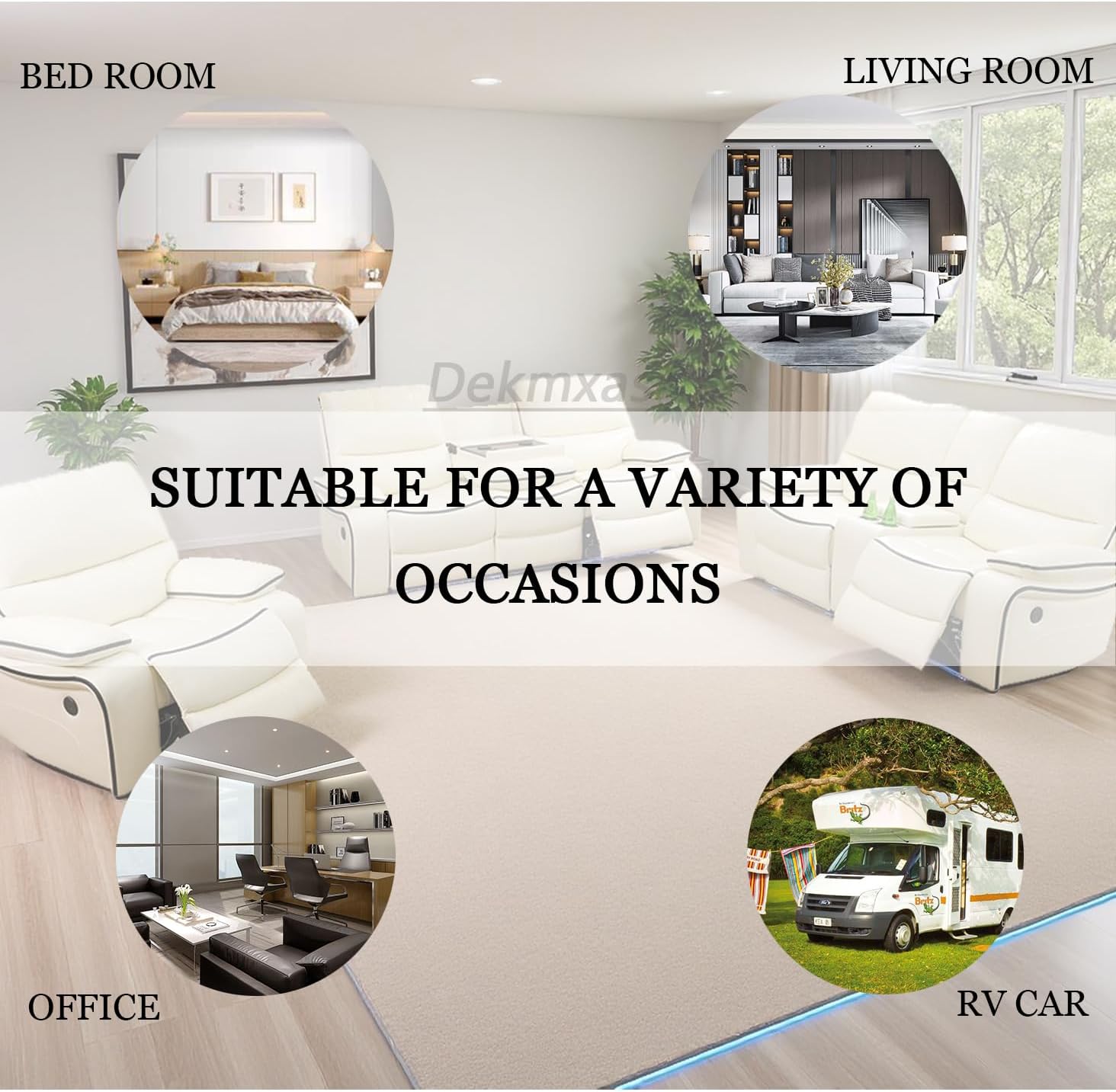 Living Room Sofa Set Reclinr Bonded Leather Power Living Room Furniture Set Loveseat with Cup HolderDrop-Down Table\UPS PortLED Light for Guest Room, Rv Car, Office(Beige,with Power)