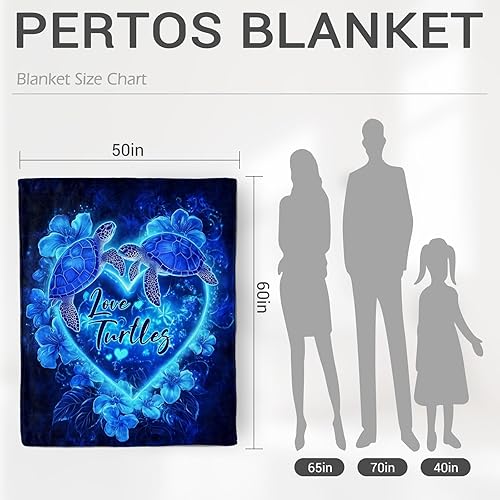 Miniatura 5 de Jekeno Manta sherpa de tortuga marina, cómoda, cálida, abstracta, azul tortuga para sofá, cama, silla, sofá de oficina, 50 x 60 pulgadas