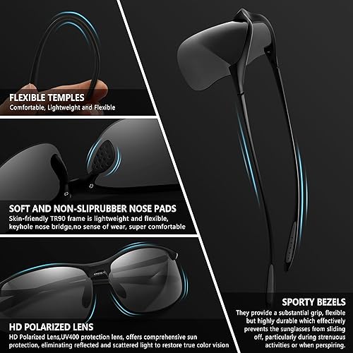 Miniatura 5 de SUNGAIT Gafas de sol deportivas ultraligeras sin montura polarizadas para hombres, protección UV400, pesca, correr, ciclismo, conducción