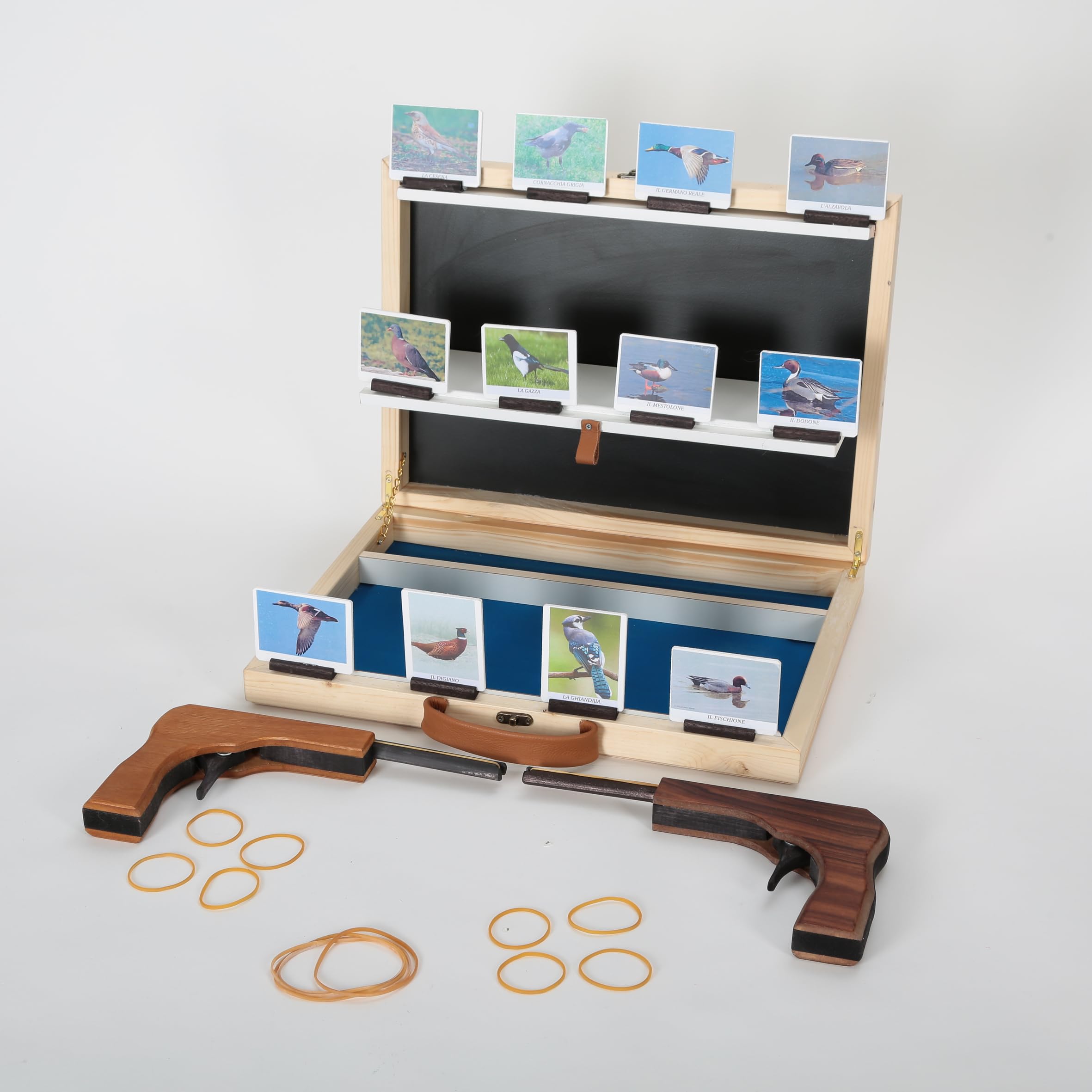 Gioco da Tavolo Artigianale in Legno – Elastic Launch Made in Italy | Lancia Elastici con Bersagli Magnetici, Portatile, Fatto a Mano, Idea Regalo Originale