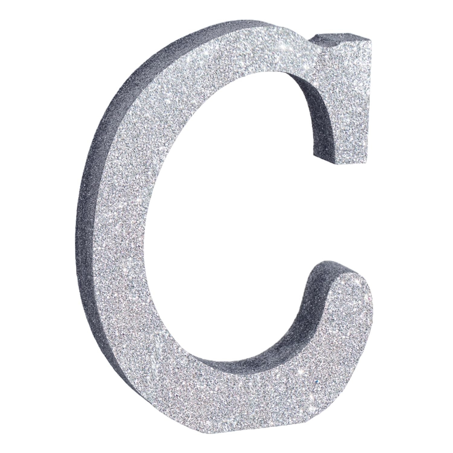 TONIFUL 8 Inch Silver Glitter Letter C Table Centerpiece A-Z Silver Birthday Party Decorations,Silver Alphabet C for Birthday,Chrismas,Graduation,