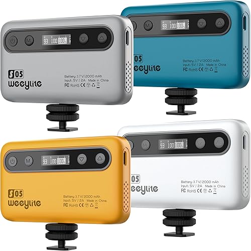 Weeylite Luz de video RGB S05 con 4 colores, control de aplicación LED en la luz de la cámara Fotografía Iluminación de fotos para videos YouTube