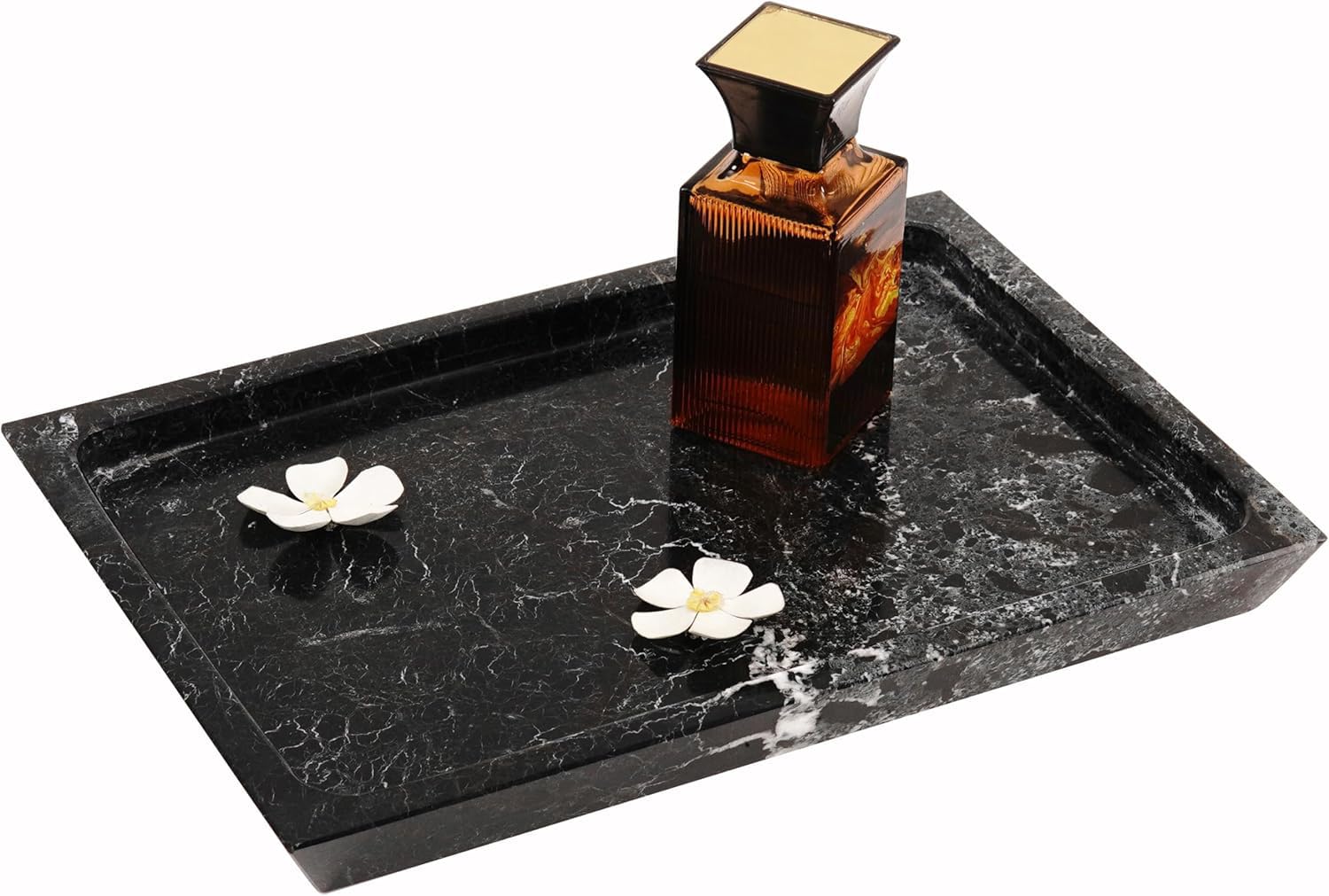 Radicaln 12 Inch Black Marble Serving Tray Handmade Kitchen Counter - Deli Board with Lid, 30.5 x 20.3 x 2.5 cm