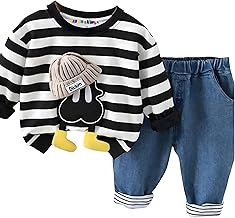 Googo Gaaga Striped SweatShirt with Denim Pant for Boys - Cotton Clothing Set for Baby Boy | Soft Fabric Full Sleeves Sweat Shirt | Regular Fit Kids Outfit | Teddy