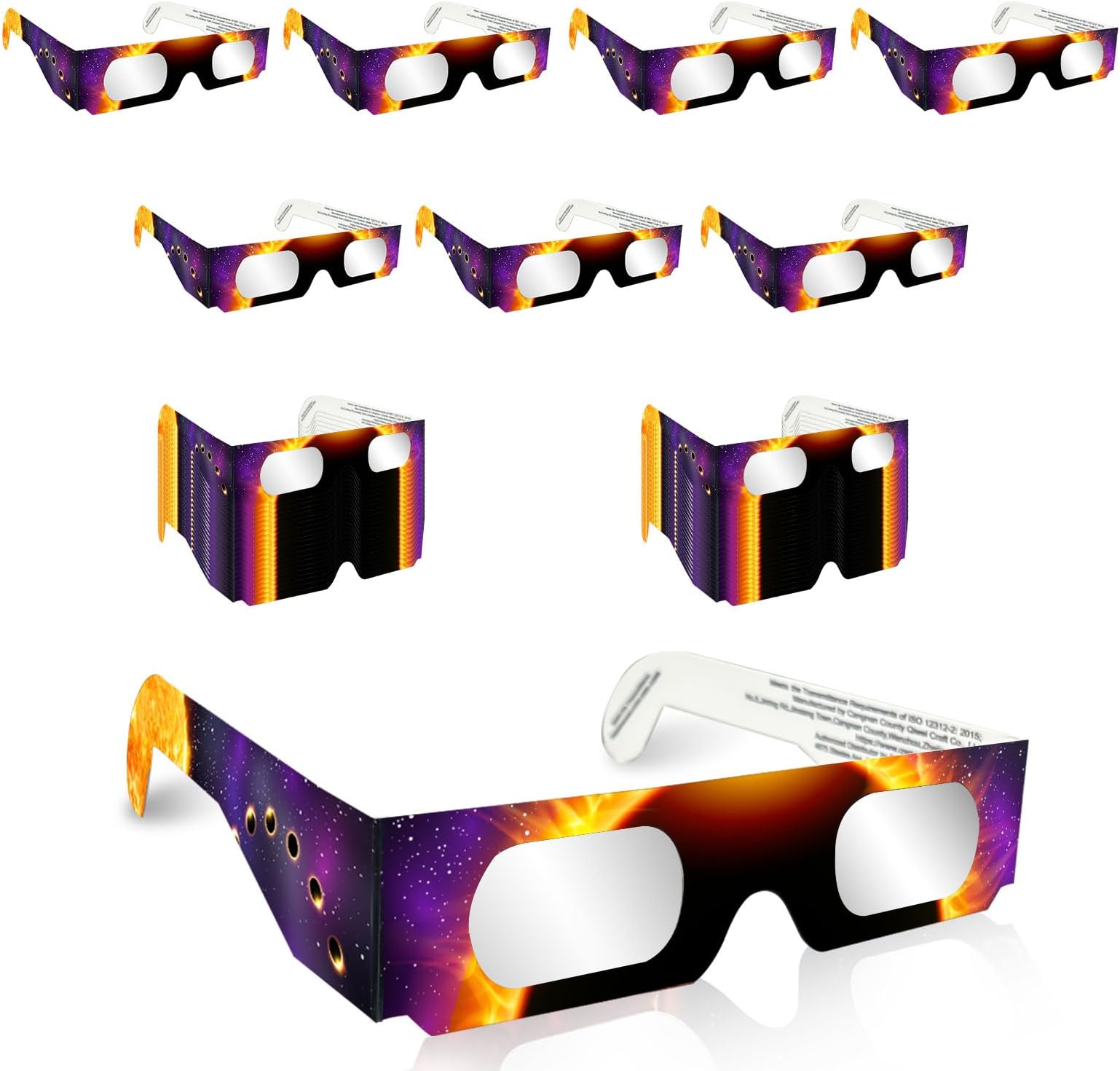 TOILOVO Solar Eclipse Glasses Approved 2024 - CE & ISO Certified Safe Shades for Solar Eclipse (50 Packs)