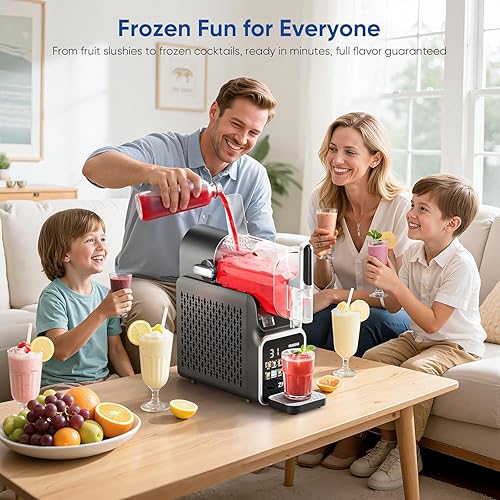 Miniatura 7 de Máquina de granizado con compresor, máquina de bebidas congeladas, no necesita hielo, 6 preajustes, limpieza automática, pantalla de temperatura en