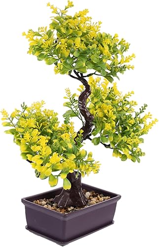 Vista 11 de TEHAUX Árbol bonsái artificial, verde, plástico, 15.17 oz