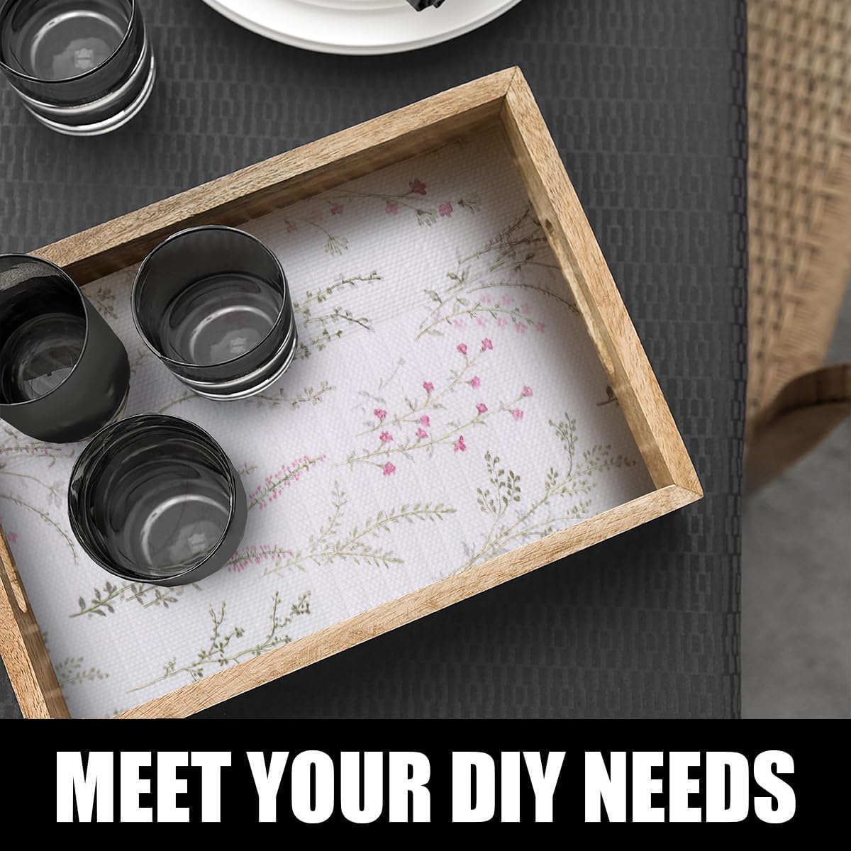 Floral Drawer and Shelf Liner for Cabinets 24IN x 10FT, Non-Adhesive and Strong Non-Slip Flower Shelf Cabinet Drawer Liners for Kitchen,Table,Bookshelves,Waterproof Cupboard Liner