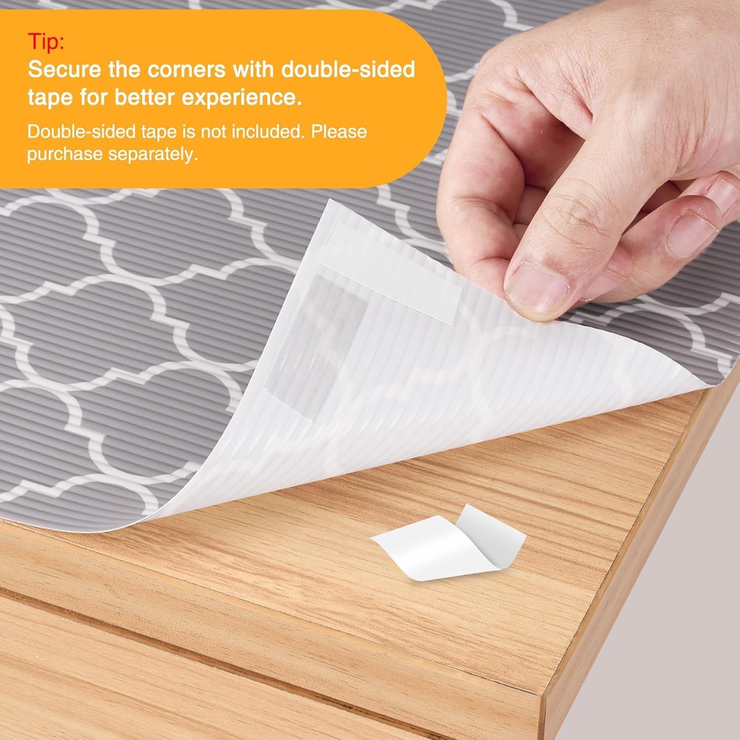Non Adhesive Drawer Liner Mat Roll for Kitchen Shelves & Cabinets, Anti Slip Shelf Liner Sheet, Washable Waterproof Liner with Pattern Design (3 Meter) (Grey) 2