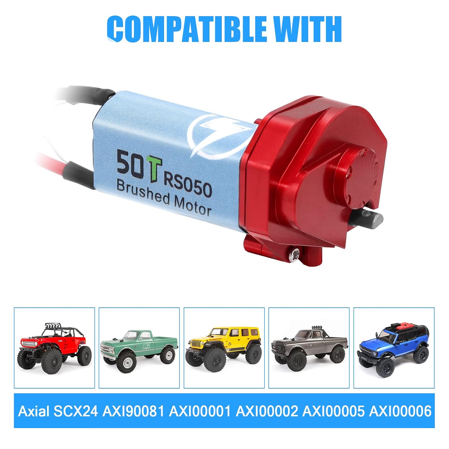 RC Motor 050 50T Brushed Motor with Aluminum Alloy Transmission Gearbox for Axial SCX24 AXI00002 AXI00001 AXI90081 AXI00006 AXI00005 1/24 RC Crawler Upgrade Parts (Assembled), Red