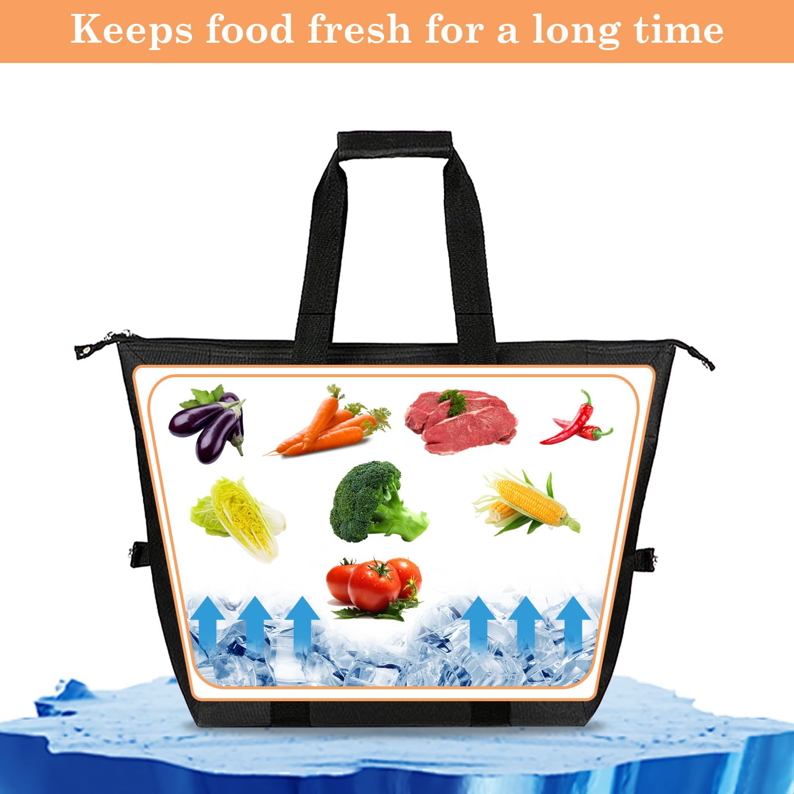 Insulated Cooler Bag 20L with Hard Liner, Foldable Thermal Picnic Bag, Leakproof Lunch Carrier for Camping, BBQ, Fishing, Beach, Grocery Shopping, and Outdoor Activities - 5